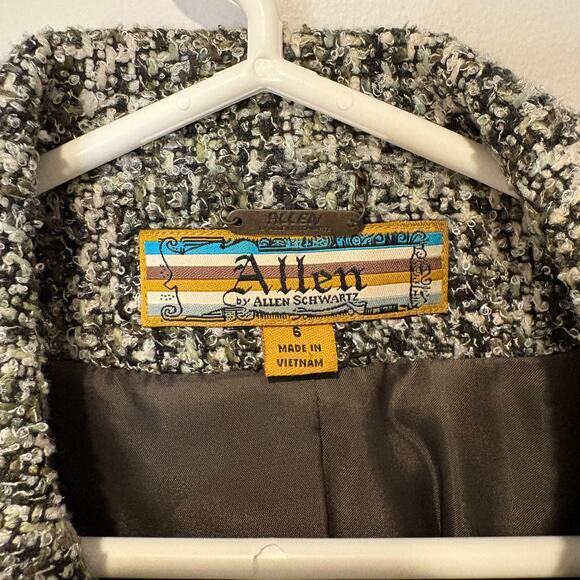 Allen Schwartz Women's Jacket Tweed Blazer Green Lined Collared Size 6 Suit Work - Picture 2 of 10